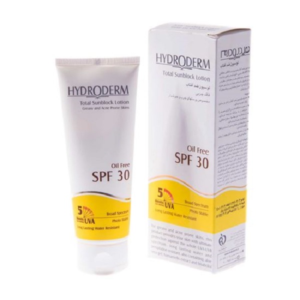 لوسیون ضد آفتاب فاقد چربی SPF30 هیدرودرم مناسب پوست های چرب و آکنه دار ۷۵ میلی لیتر